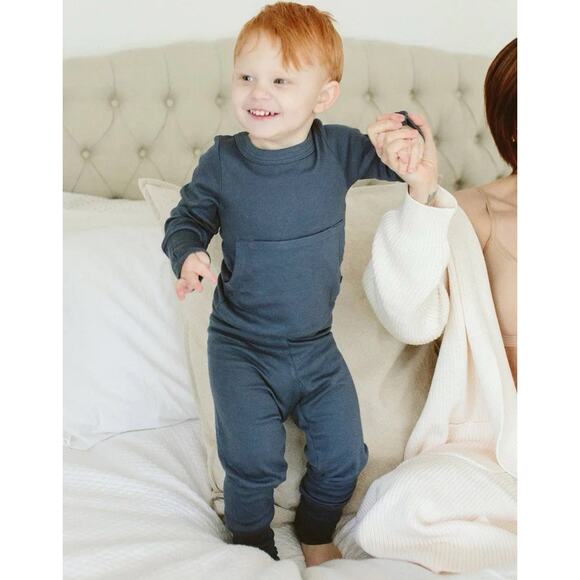 Goumi Kids Bamboo All Day Jogger Set Loungewear Pajamas Long Sleeve Blue 4T - Picture 3 of 8